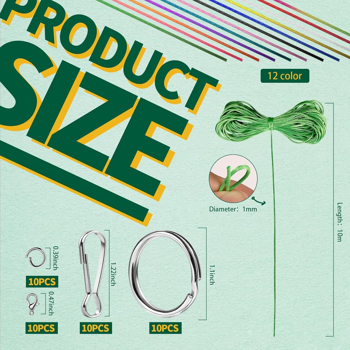 12 Colors Nylon String for Bracelets, Waxed String for Bracelet Making, Satin Nylon Cord for Jewelry Making, Nylon Beading Thread for Craft, String for Bracelet, Necklace, Knit Craft 12 Rolls