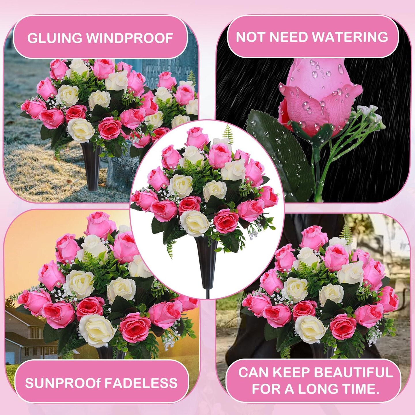 Set of 2 Artificial Cemetery Flowers