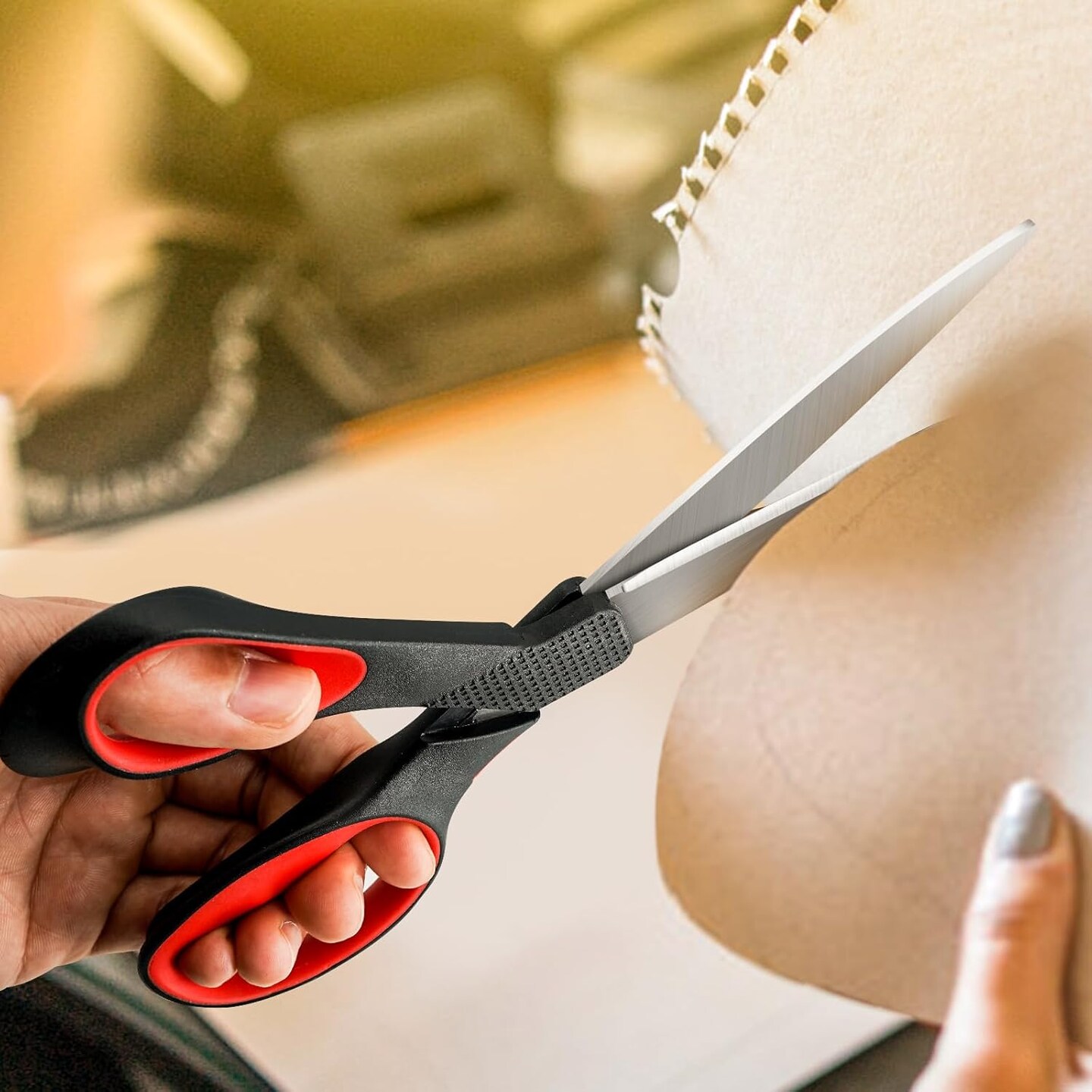 Left Handed Scissors, Stainless Steel Sharp Blade Lefty Scissors with Comfort-Grip Handles, for Home, Office and School