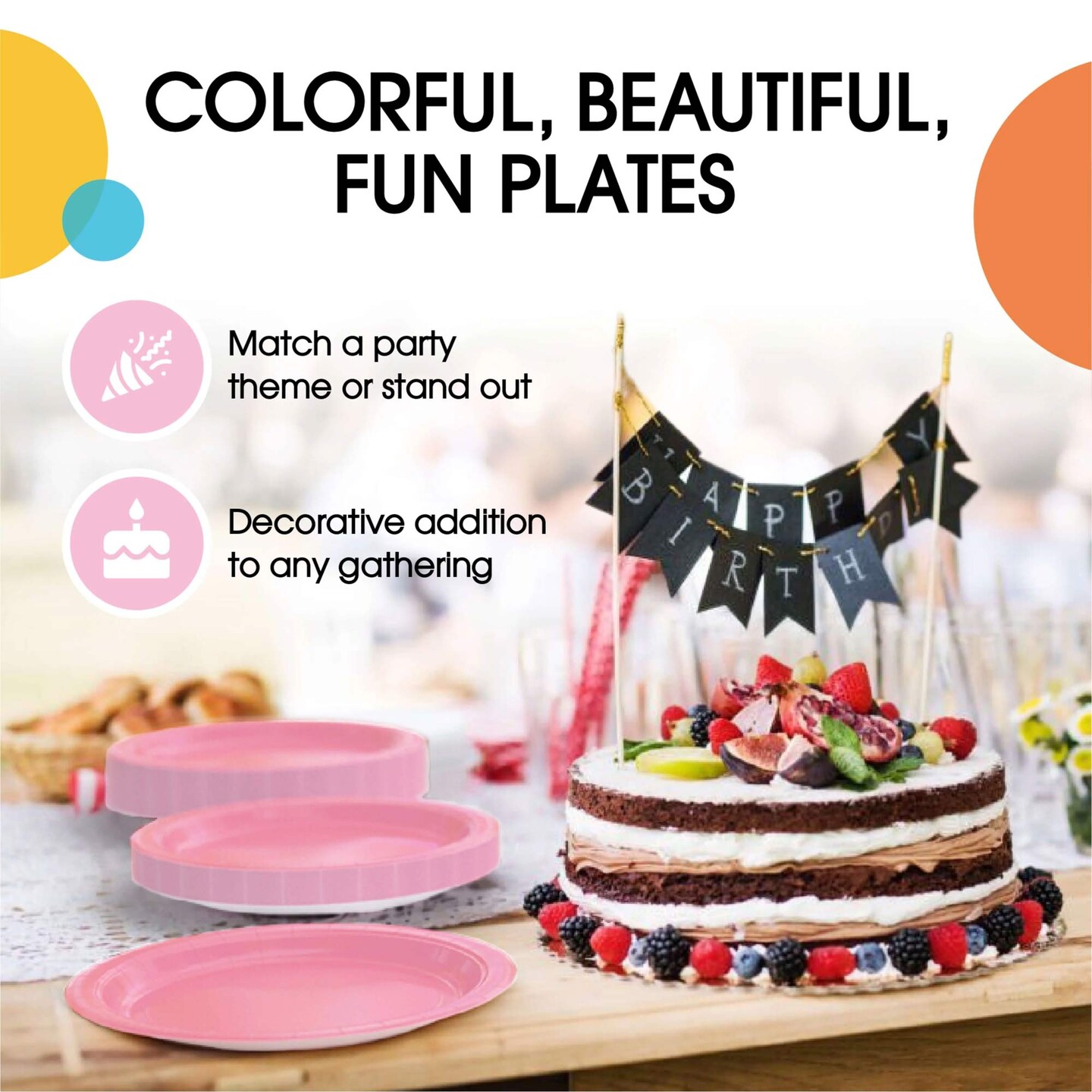 50 Count Pink Paper Plates 9 Inch Disposable Dinnerware for Parties and Special Occasions