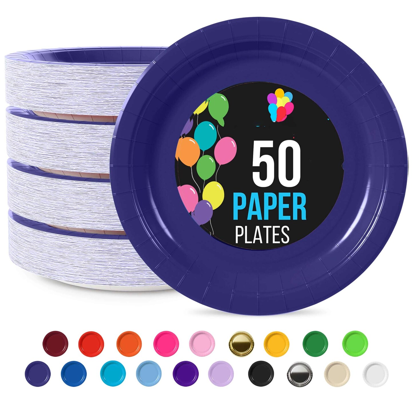 50 Count Navy Paper Plates Durable Disposable Elegant Party Plates For Events 7 Inch