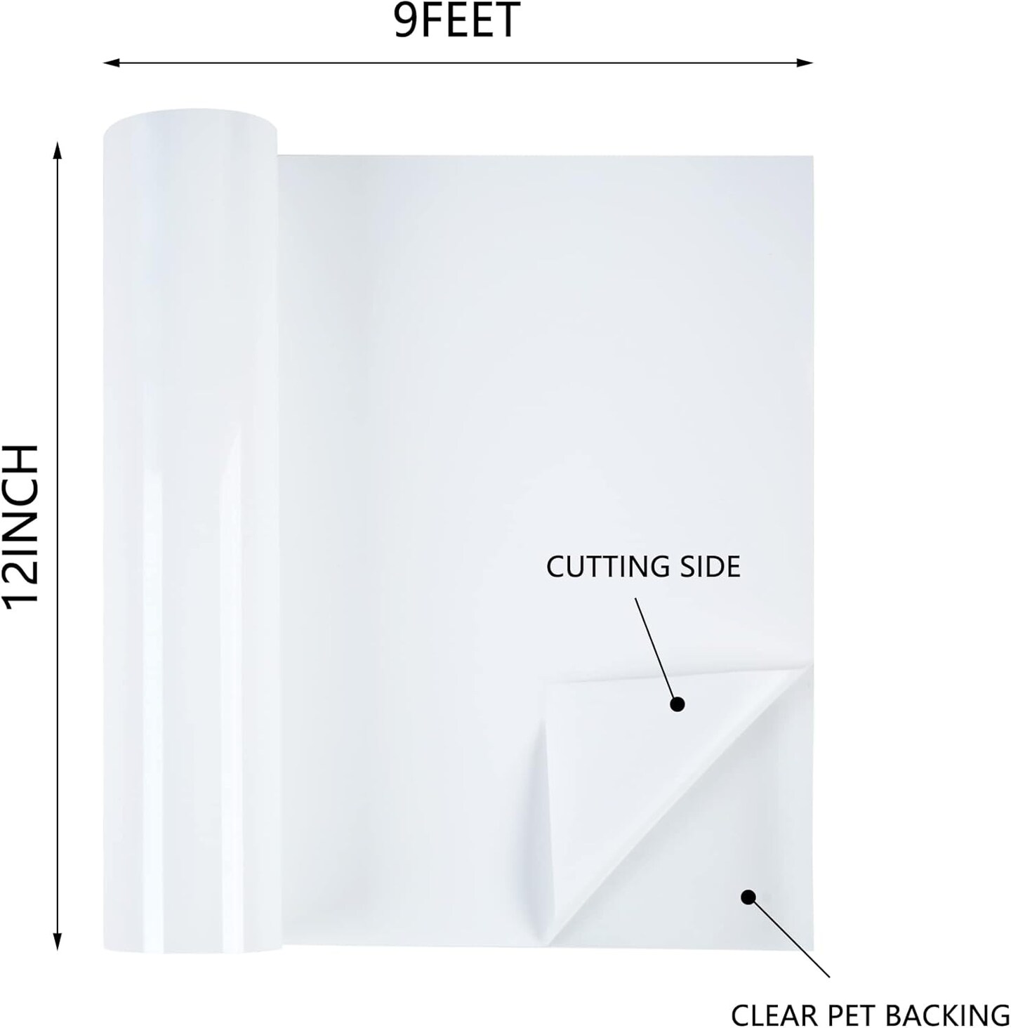 White Heat Transfer Vinyl - 12" x 9ft HTV Rolls (01 K1 White-9ft)