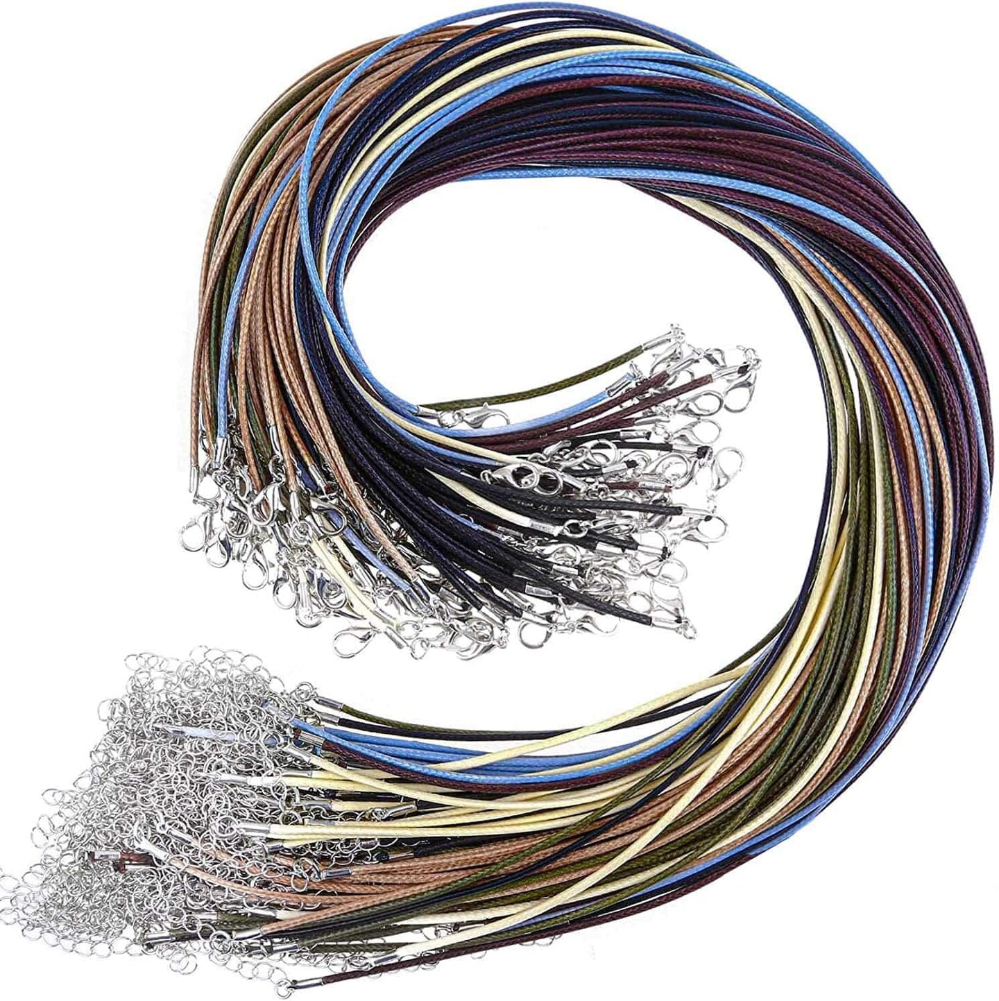 100pcs Necklace String, Necklace Cord with Clasp Bulk for Jewelry Bracelet Making (Earth Color)