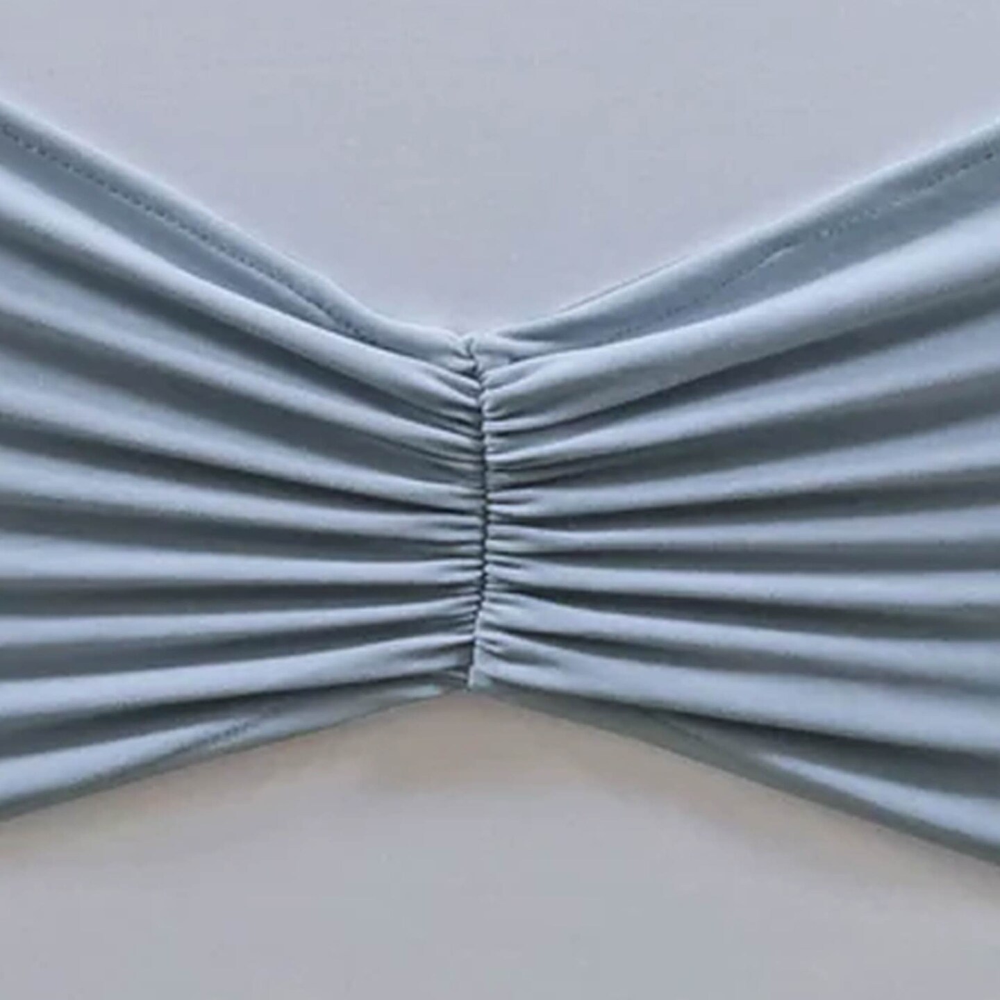 10 Pieces Dusty Blue Ruffled Spandex Chair Bands for Elegant Event Styling 8x13 inches