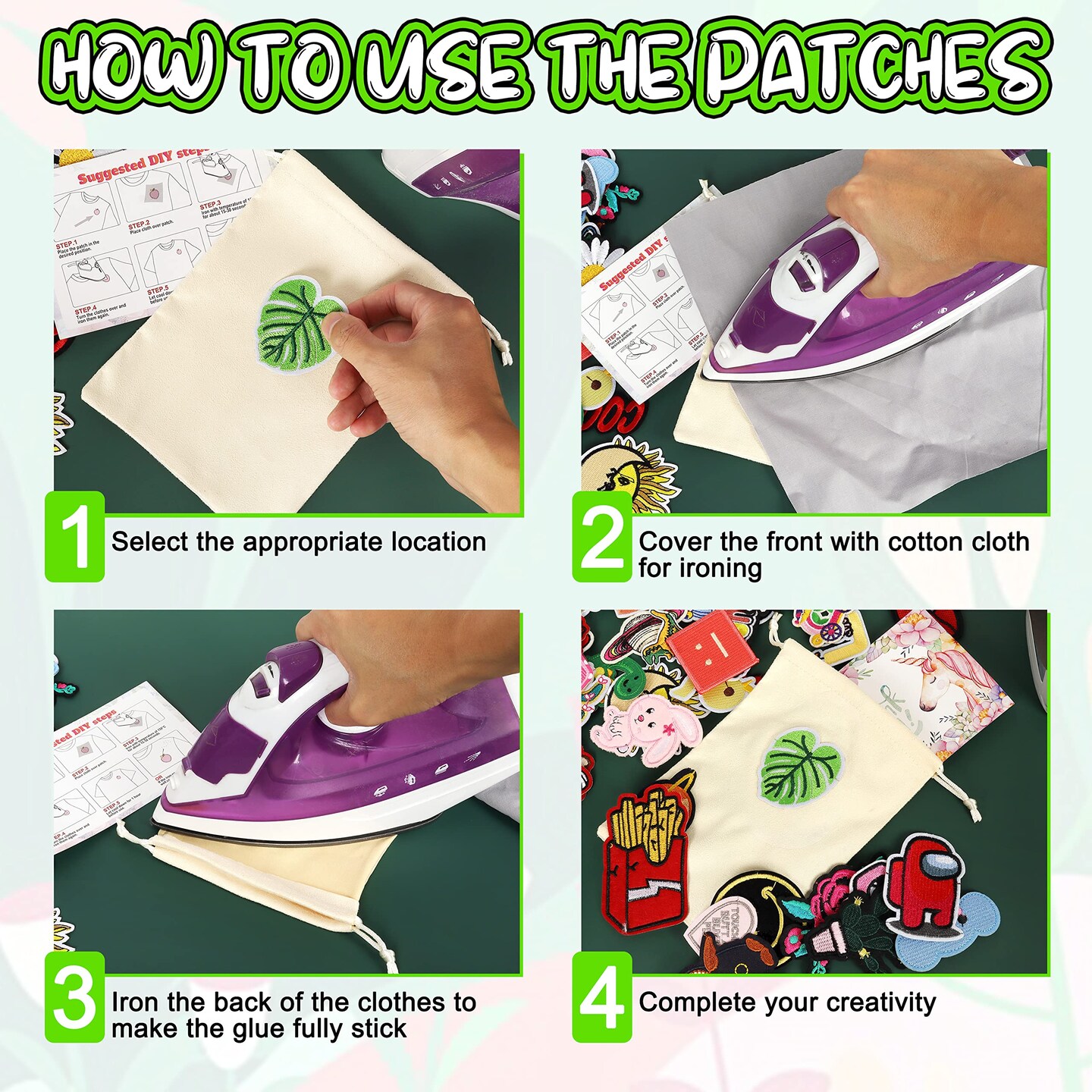 Iron on Patches for Clothing: 100Pcs Random Assorted Styles Funny Patch Repair Embroidered Appliques for Clothes Sew on/Iron on Jackets Backpacks Hat Dress Fabric for DIY Accessories