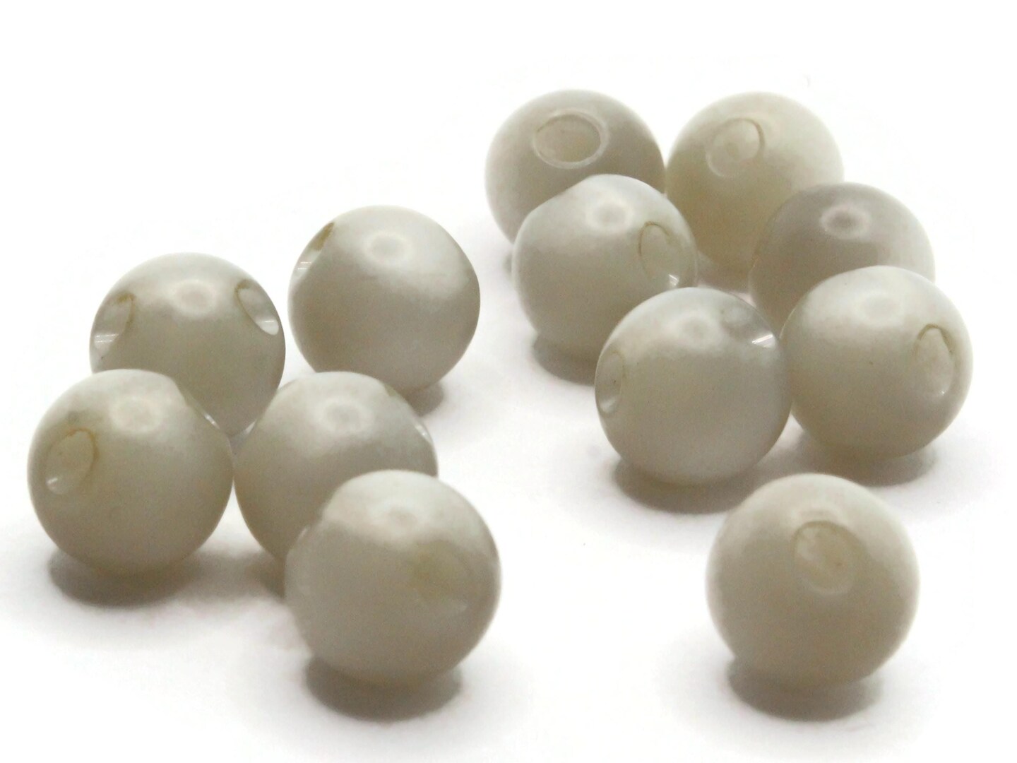 12 9mm 3/8 Inch Round Grey Vintage Moonglow Lucite Ball Buttons