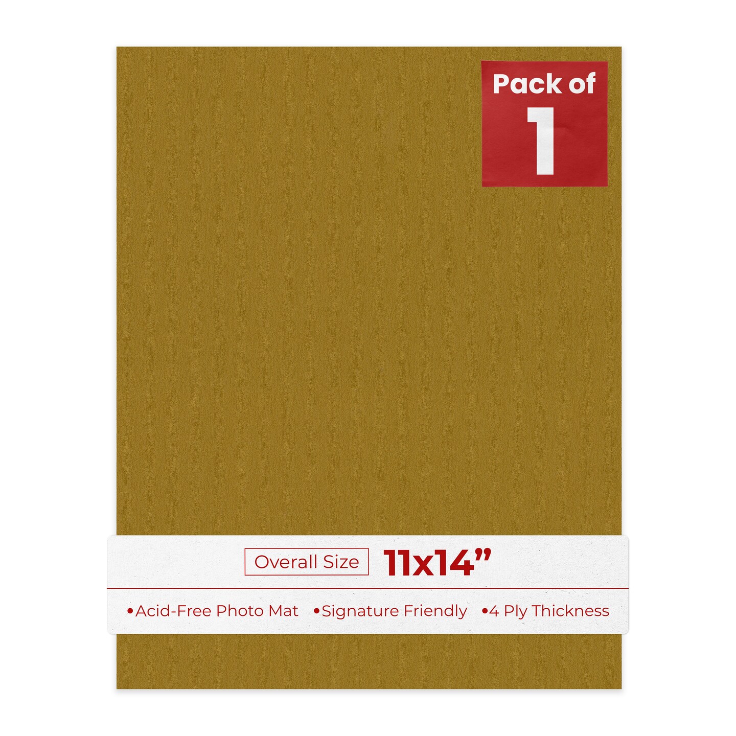 Metallic Gold 11x14 Uncut Mat Board - Blank Sheets, No Opening