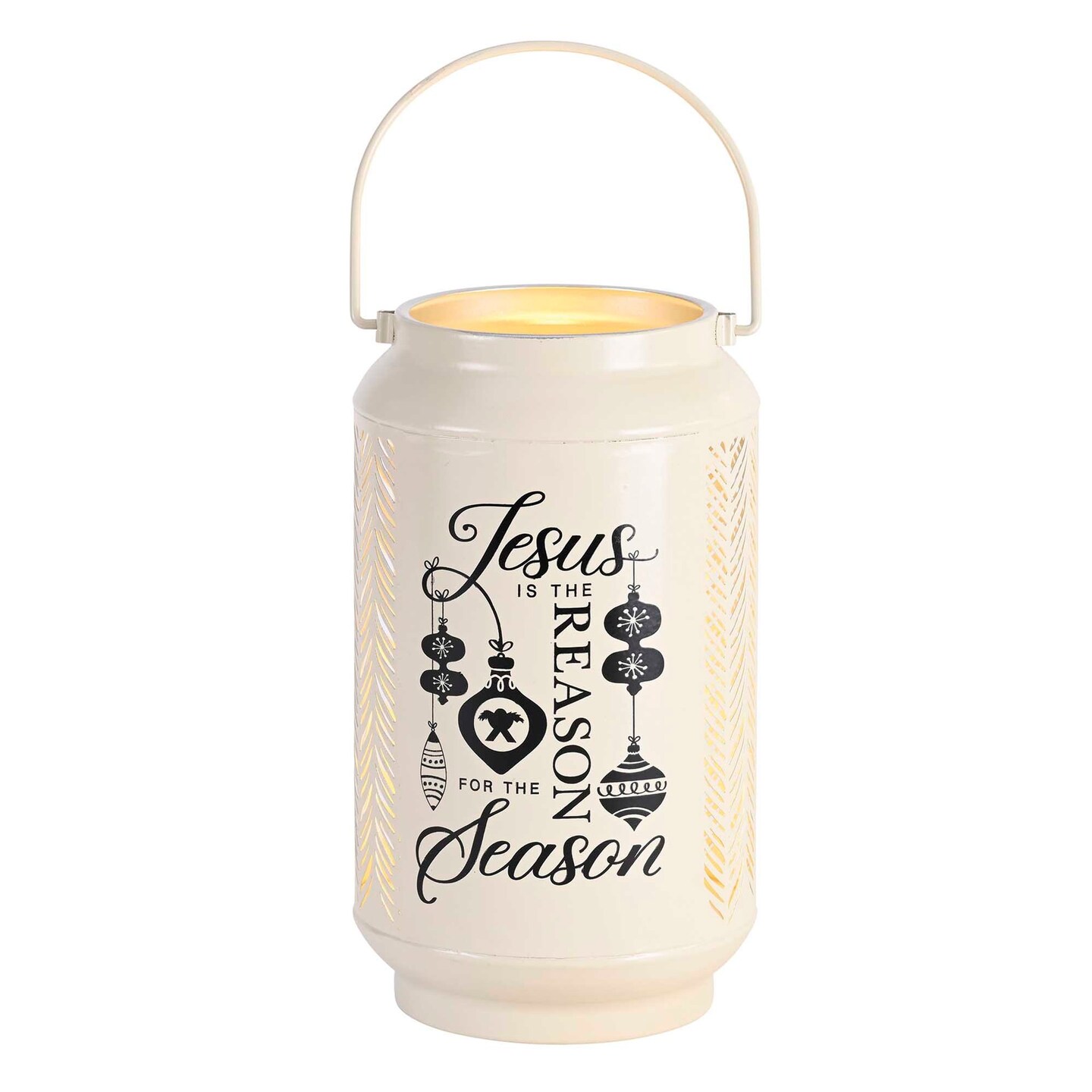 Edge Collection - 5" x 5" x 8.7" - White - Heartfelt Lantern with Jesus Is The Reason Message - 1 Piece