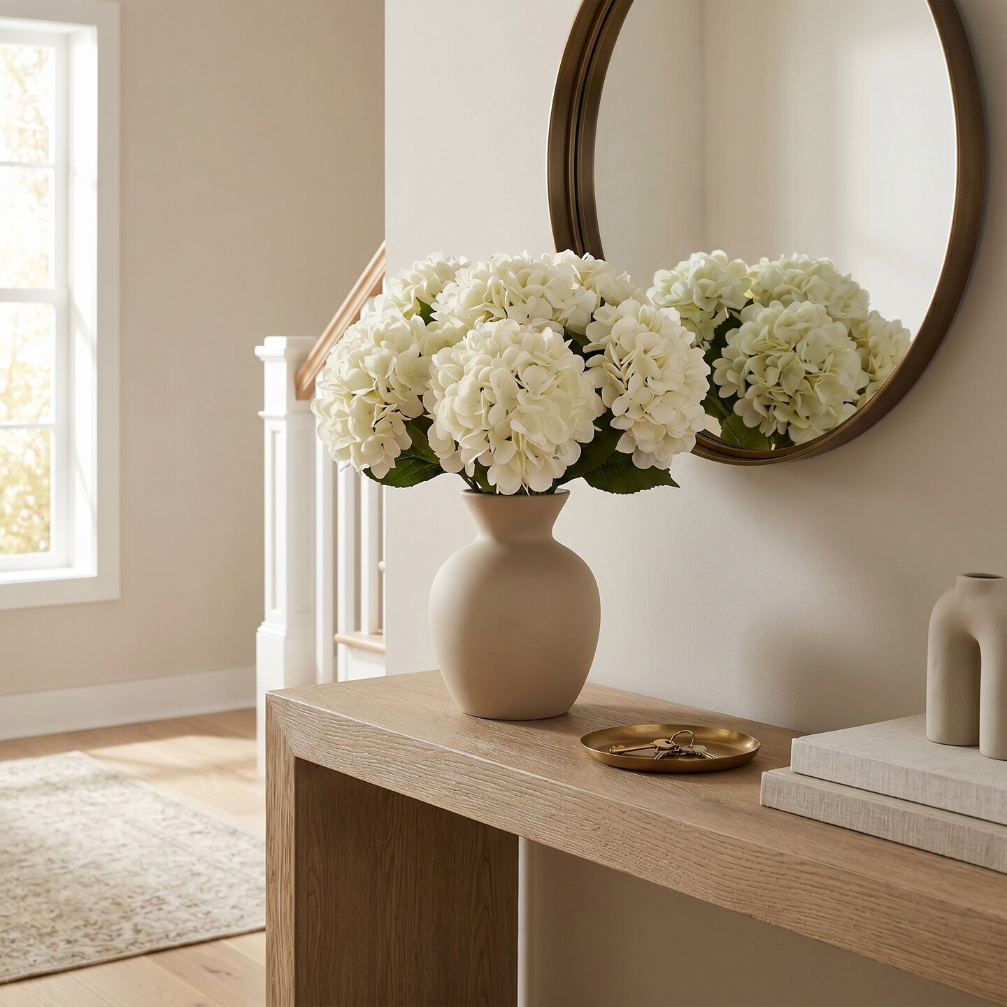 12PC 18" Cream Hydrangea Stems - Set of 12, Large 7" Blooms, Home Decor - Ideal for Bouquets, Centerpieces - Timeless All-Season Elegance, Floral Home by Artificial Flowers
