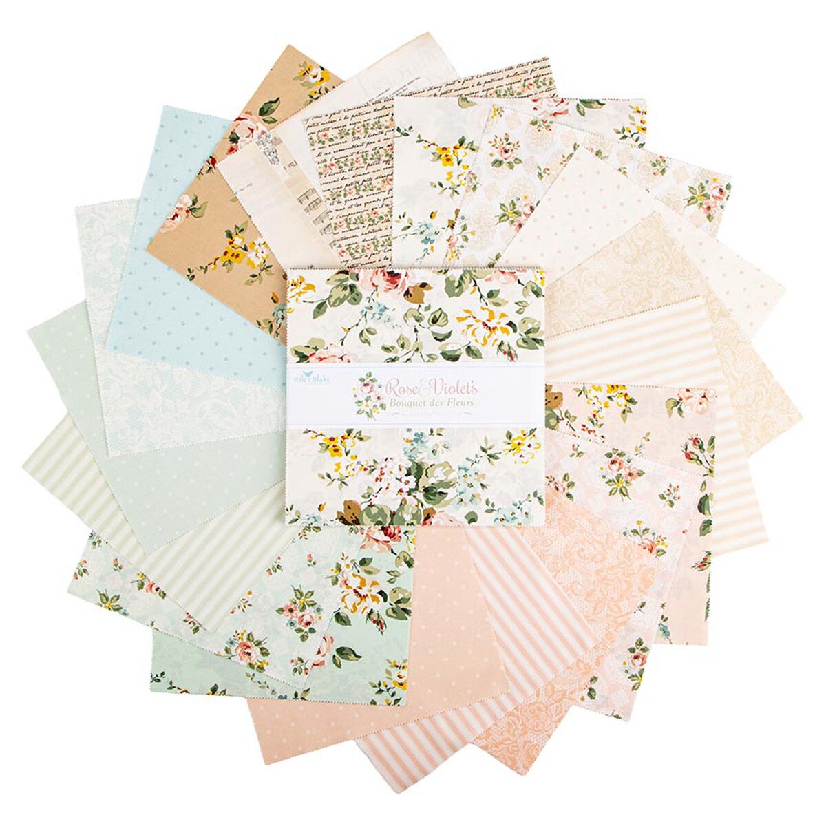 りブーケ Fabric Riley Blake Precuts Rose & Violet's Bouquet des Fleurs 42pc