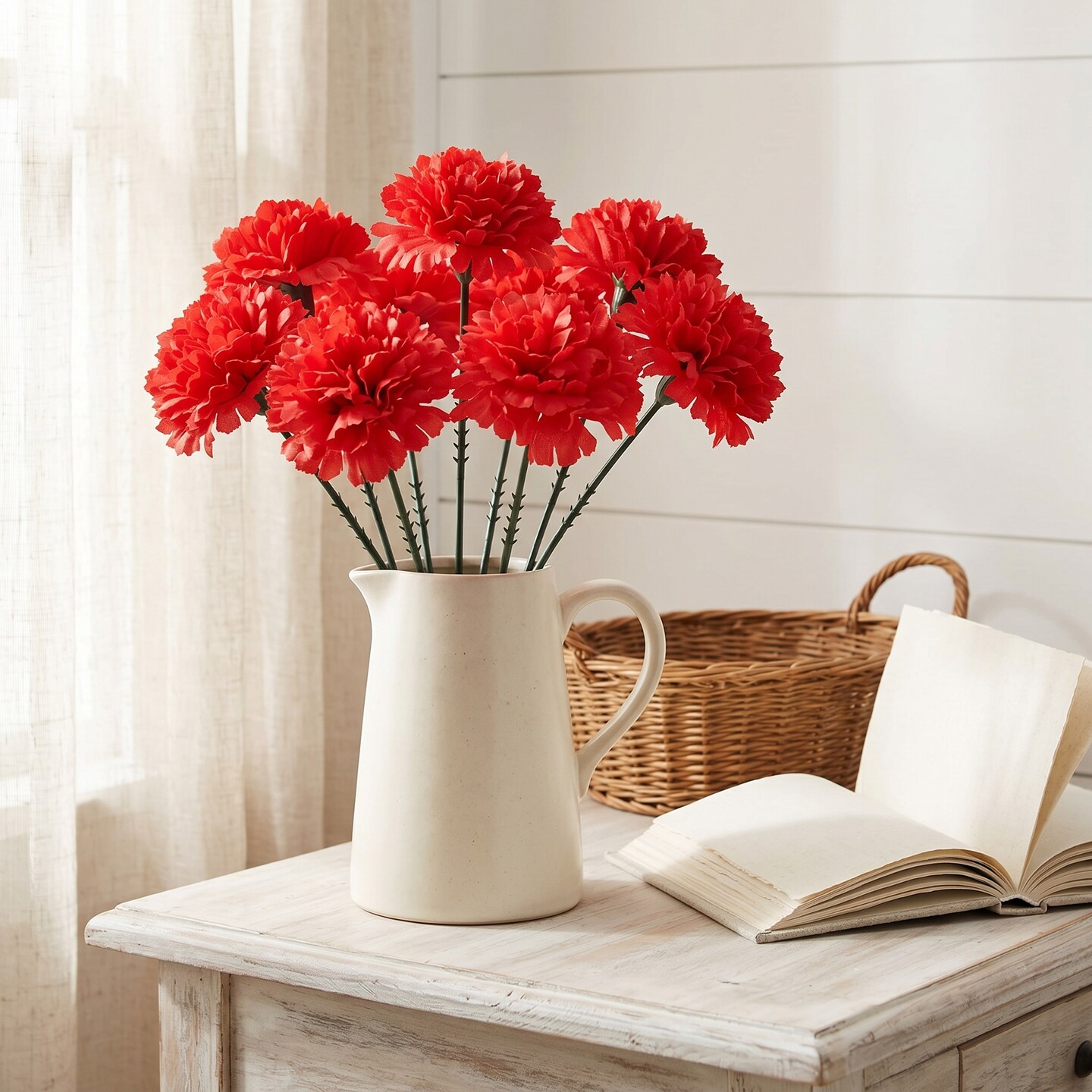 Artificial Carnation Picks, 200-Pack, 5" Long, 3.5" Wide, Red Silk Blooms, Decorative Floral Picks, Parties & Events, Home & Office Decor, Floral Home by Artificial Flowers