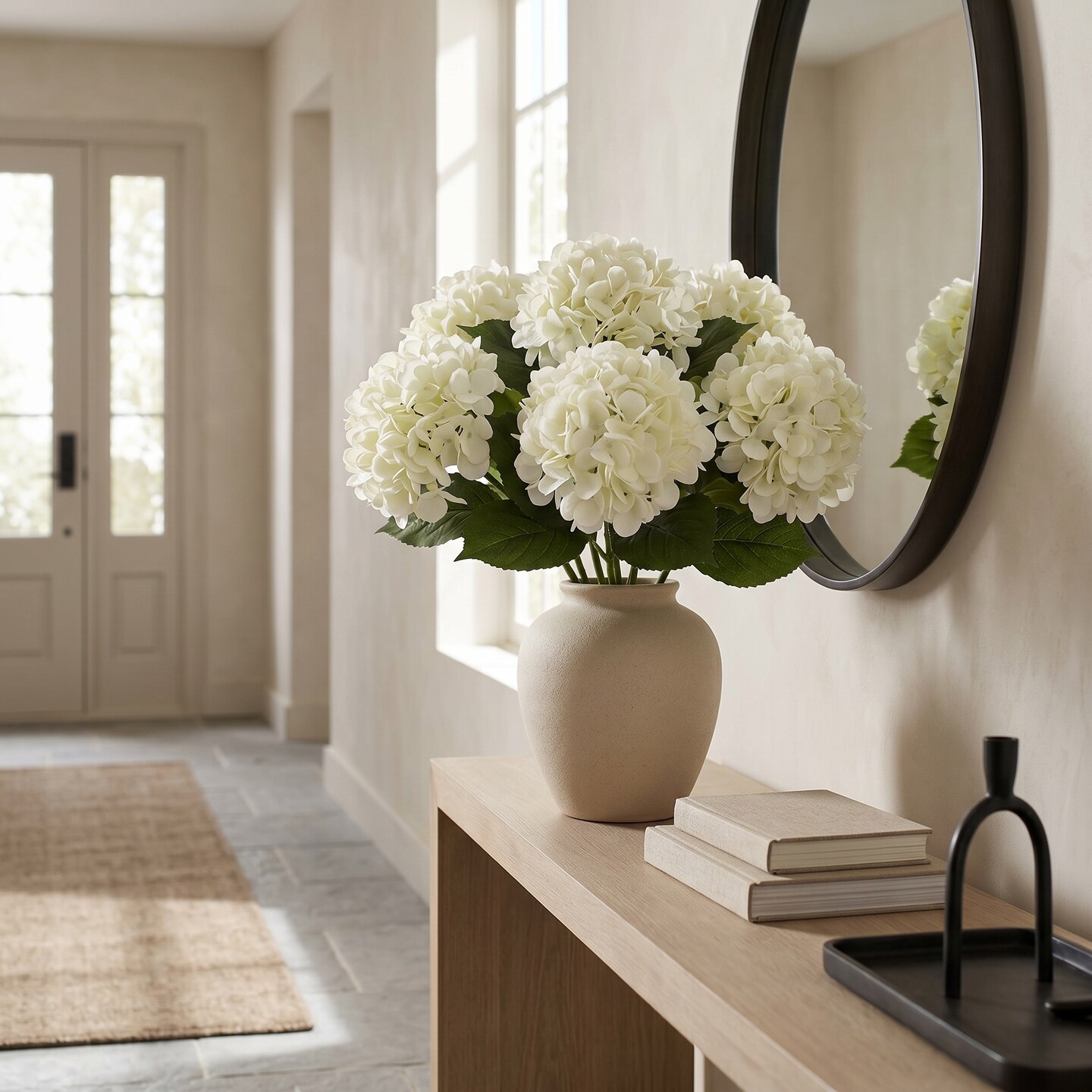 12PC 18" Cream Hydrangea Stems - Set of 12, Large 7" Blooms, Home Decor - Ideal for Bouquets, Centerpieces - Timeless All-Season Elegance, Floral Home by Artificial Flowers