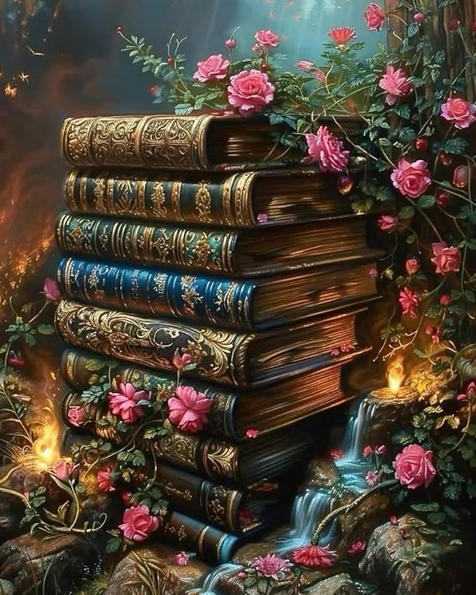 Paint by Numbers Kit for Adults,DIY Books Paint by Number Kits for Adults Beginners on Canvas,Unframed Flowers Watercolor Acrylic Art Painting Kits for Home Wall Decor 16 X 20 Inch