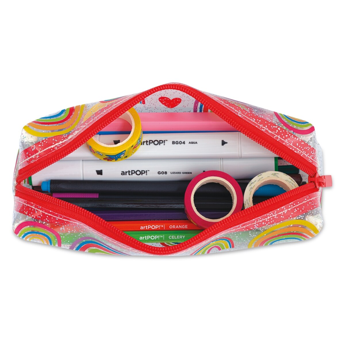 artPOP! Rainbow Pencil Case, Primary, Portable Storage, 7-7/8"L x 2-1/8" H