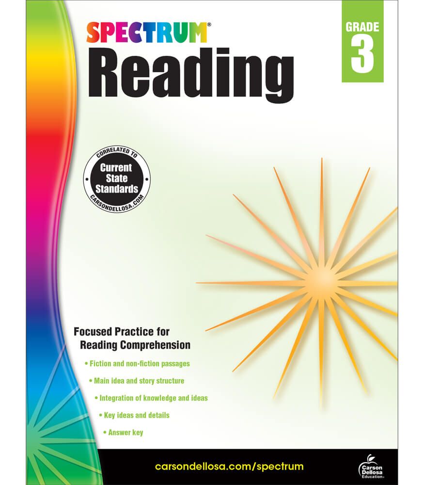Spectrum Reading Comprehension 3rd Grade Workbooks, Nonfiction and Fiction Passages, Main Idea, Story Structure, and More, Classroom or Homeschool Curriculum