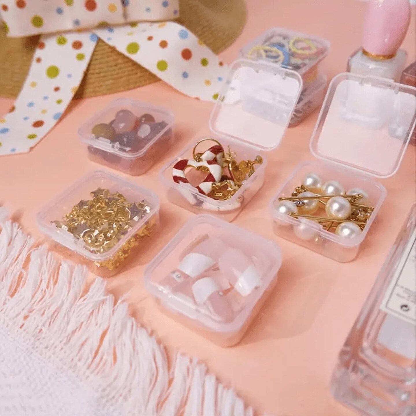 43-Slot Clear Plastic Jewelry Bead Organizer Box with Hinged Lids - Portable Craft Storage Container for Jewelry Making, DIY Crafts, Nail Art &#x26; Small Parts