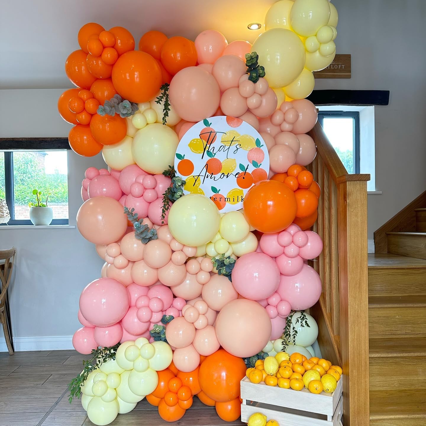 145Pcs Summer Balloon Arch Garland Kit with Orange Pastel Yellow Pink Balloons