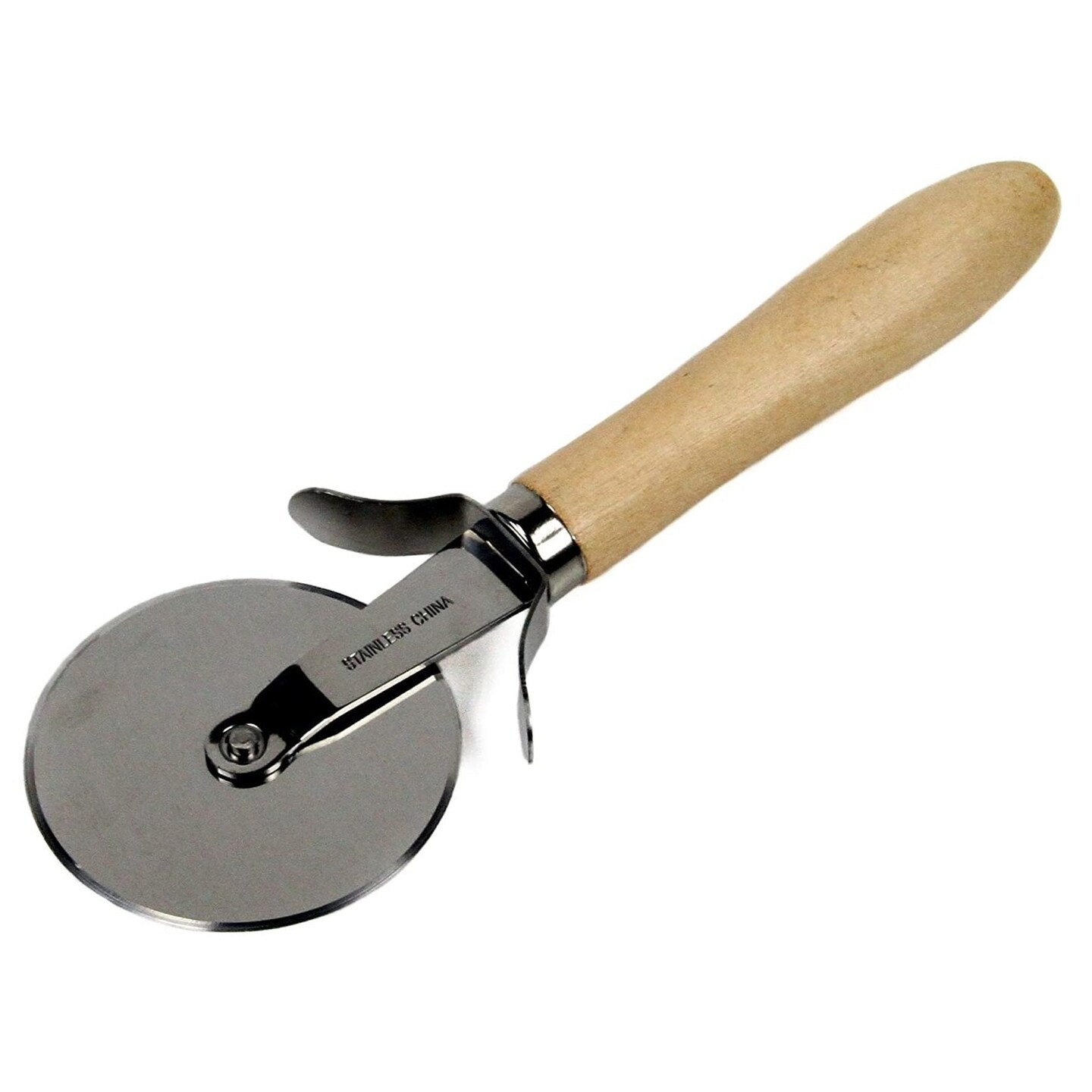 Chef Craft Pizza Cutter with Wood Handle, 2.5&#x22; Stainless Steel Blade Slicer Wheel and Thumb Guard
