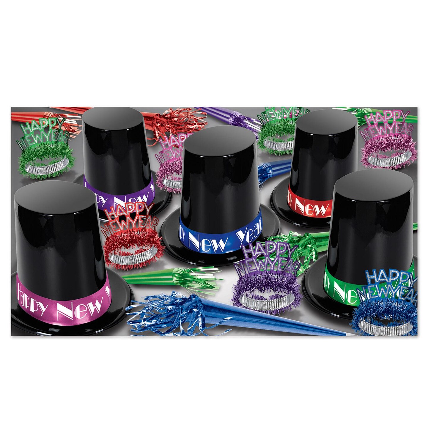 Beistle The Big Top Hat New Year&#x27;s Eve Party Kit for 50 People