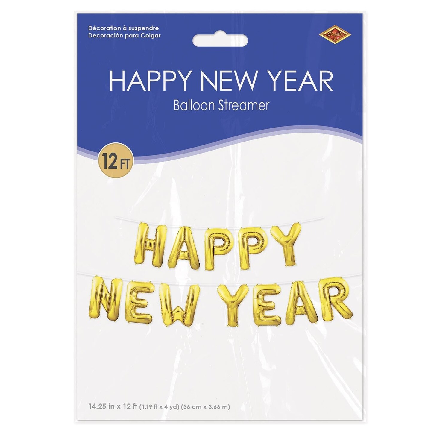 6 Pack Beistle Happy New Year Balloon Streamer - Gold