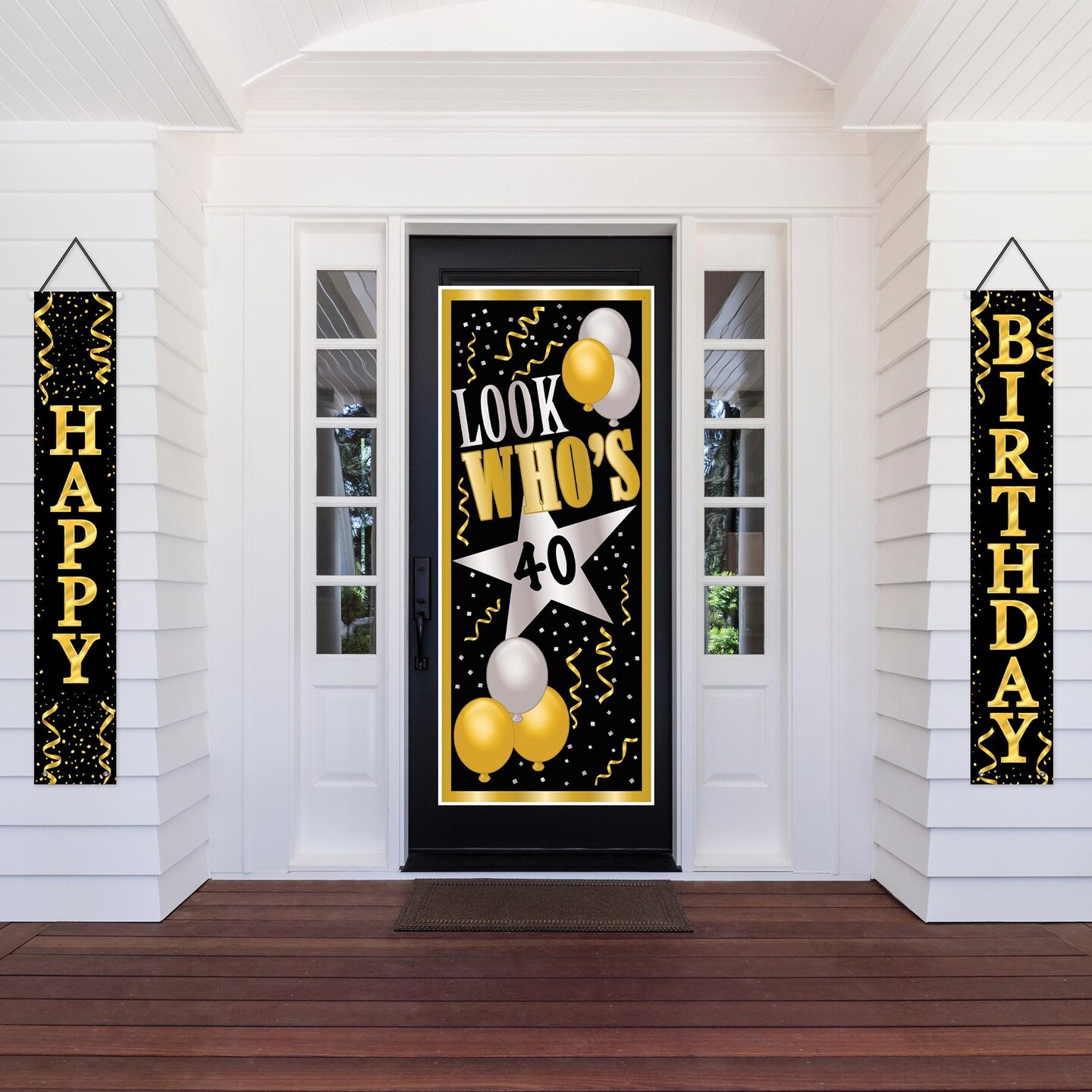 12 Pack Beistle Happy Birthday Party Fabric Door Panel Set- Black and Gold