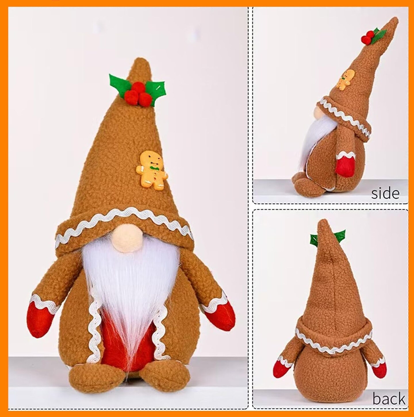 Gingerbread Christmas Plush Gnomes Set of 2, Mr & Mrs Swedish