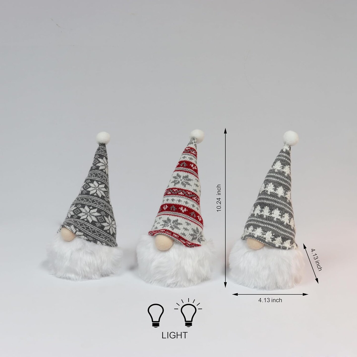 3 Pack Light Up Christmas Gnome Decorations – LED Scandinavian