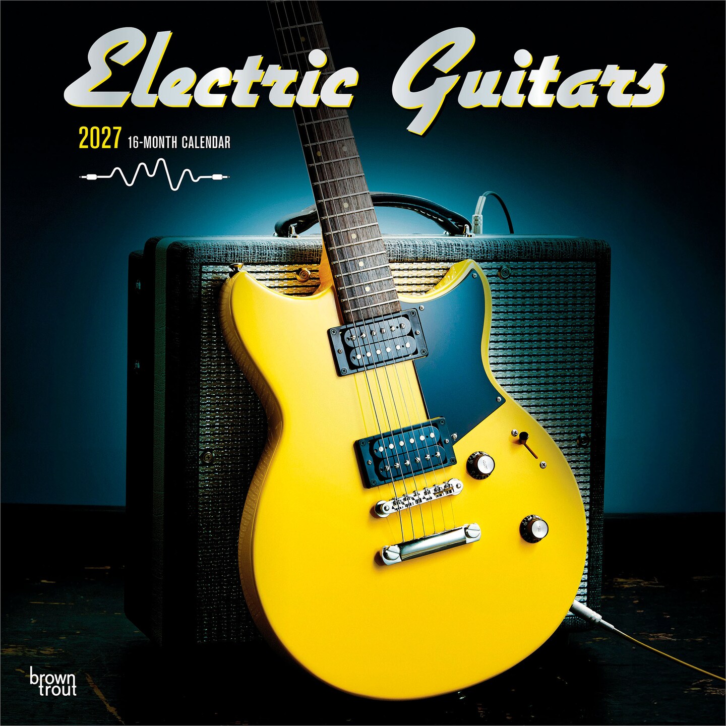 BrownTrout; Electric Guitars | 2027 12 x 24 Inch (Hanging) Monthly Square Wall Calendar | Foil Stamped Cover | Plastic-Free; Category:Wall Calendars; Image:1