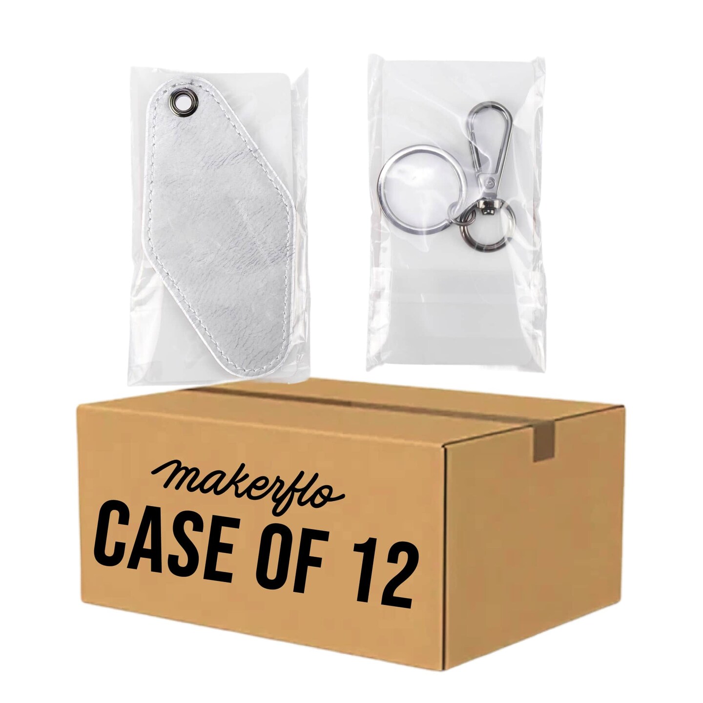 MakerFlo Laserette Retro Motel Keychain Pack of 12, Engravable