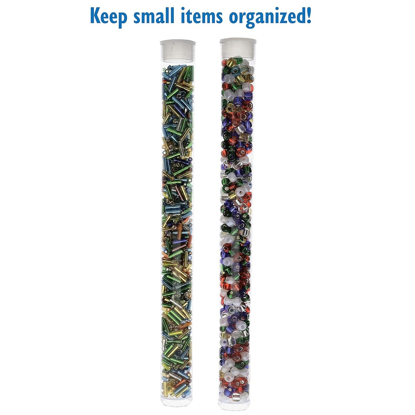 The Beadsmith Clear Plastic Tubes - 6-Inch-Long Round Tubes, 9/16 Inches in diameter - Flat Caps - Use for Beads, Bath Salts, Wedding &#x26; Party Favors, Home or Office Storage - Bag of 20