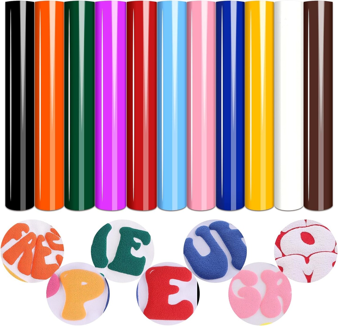 Puff Vinyl Heat Transfer, 11 Sheets, 12 "x 10", 3D Foaming Puff Colorful