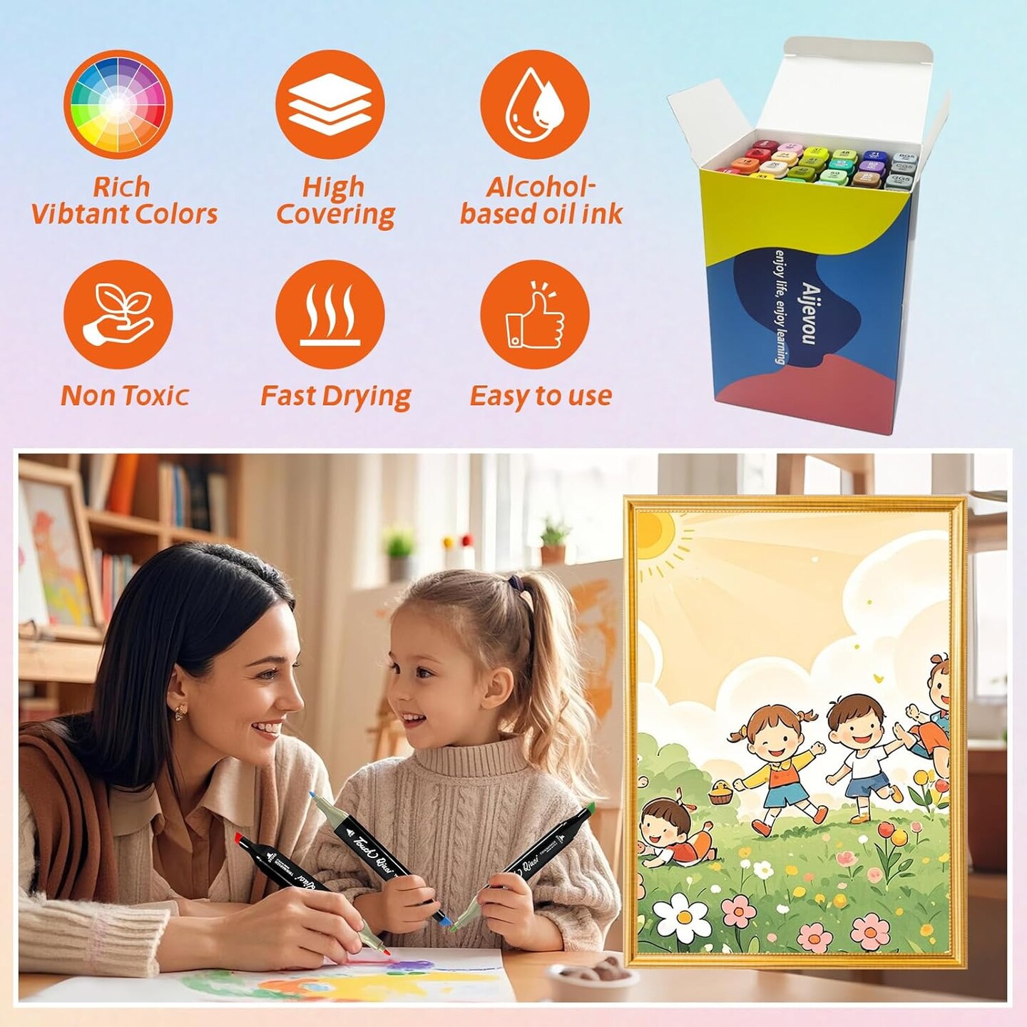 24 Dual Tip Alcohol Markers Set – Chisel & Fine Tip (Fine & Chisel)