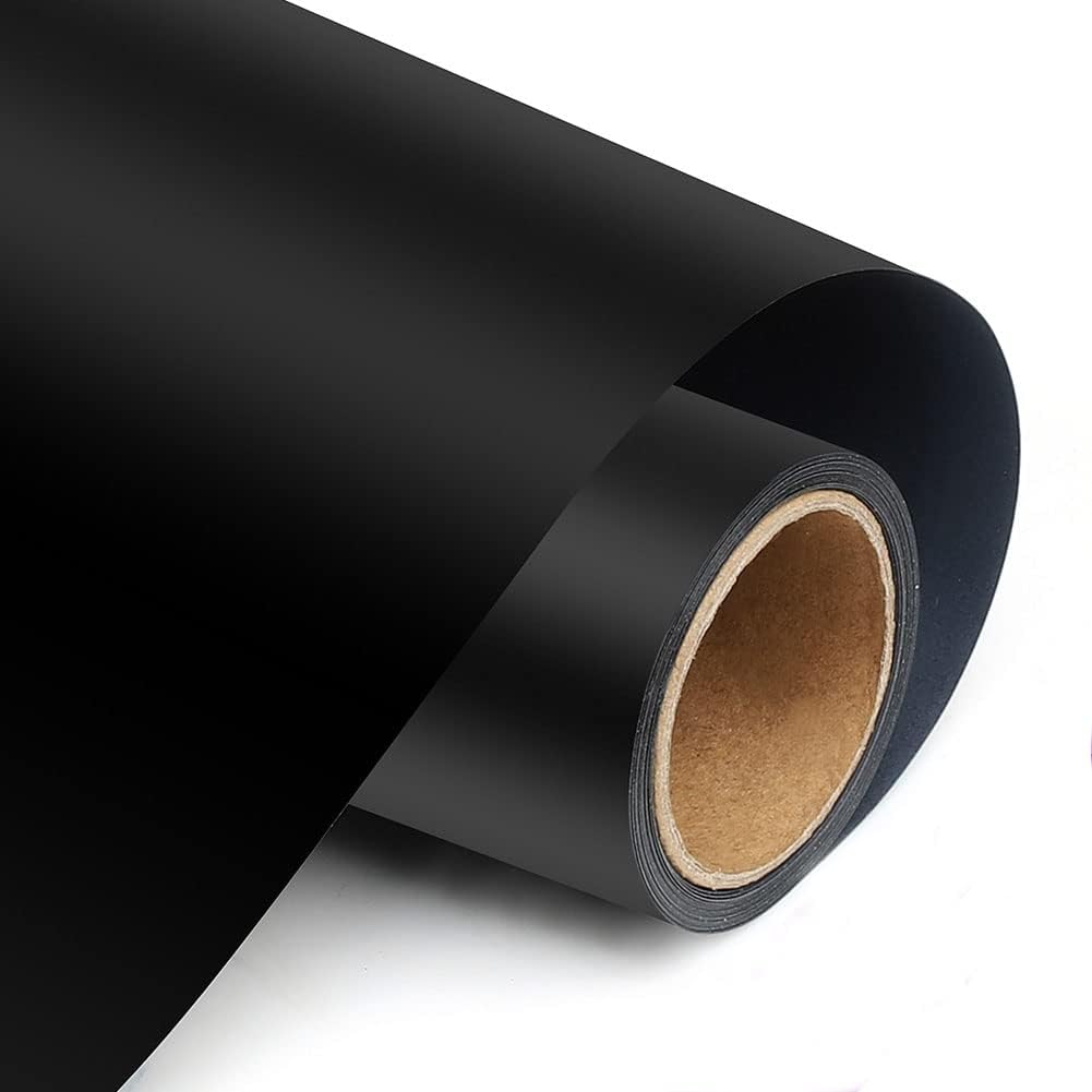 Black Heat Transfer Vinyl - 12 x10, Iron on Vinyl HTV Vinyl (Matte Black)