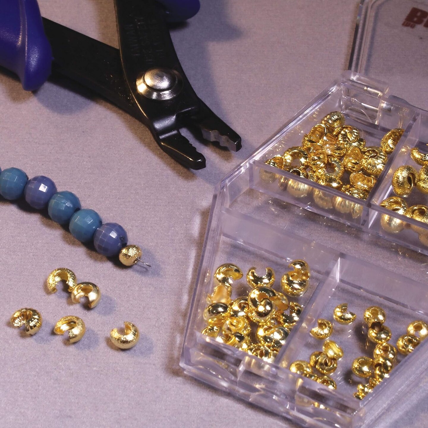 The Beadsmith Basic Elements The Beadsmith Basic Elements Crimp Bead Covers for Hiding Crimped Beads and Preventing Snagging Jewelry on Fabric, Assorted Sizes, Gold Color Bead Covers (Gold)
