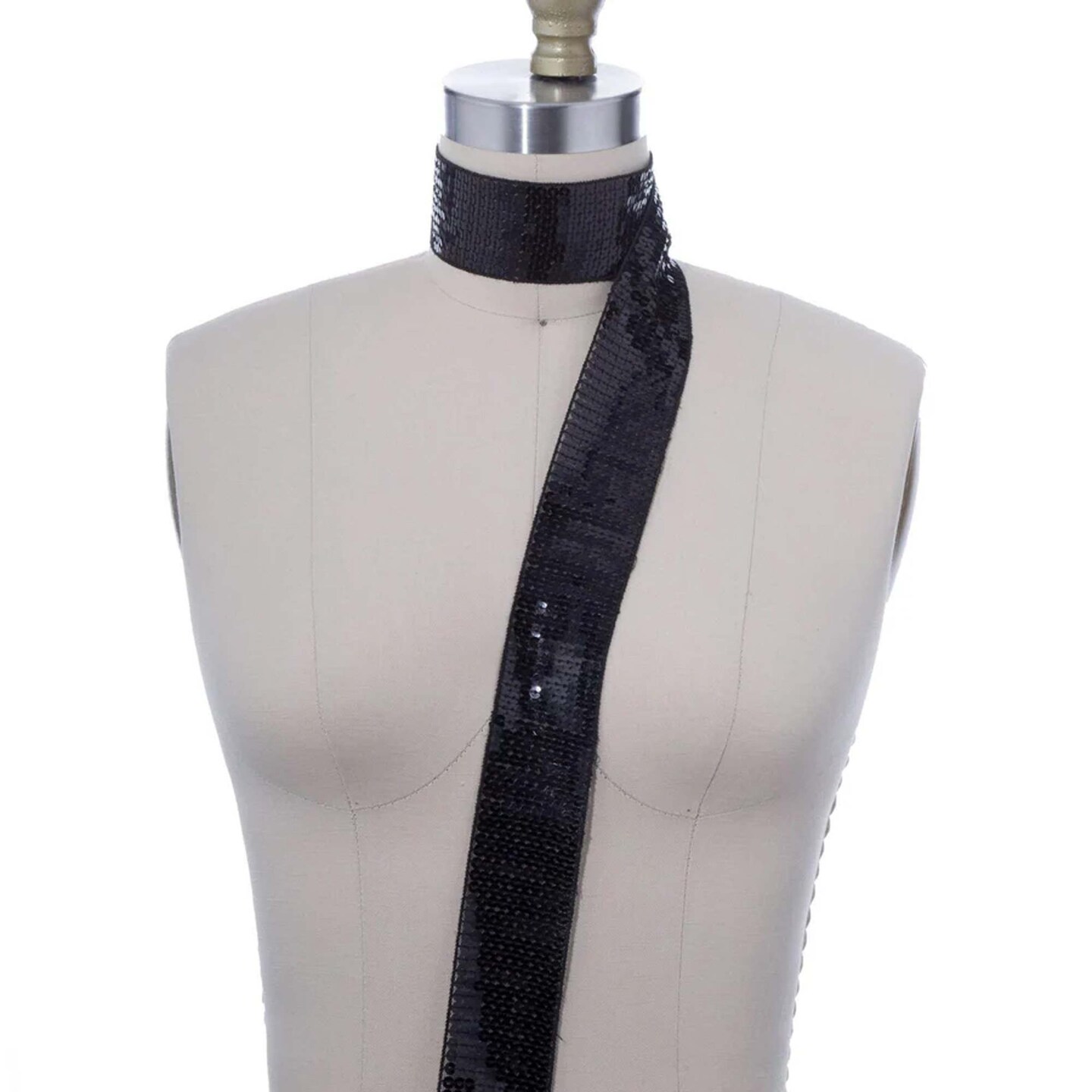 1 Yard 2" Black Sequin Ribbon Trim Non-Stretch Decorative Trim for Costumes & Accessories