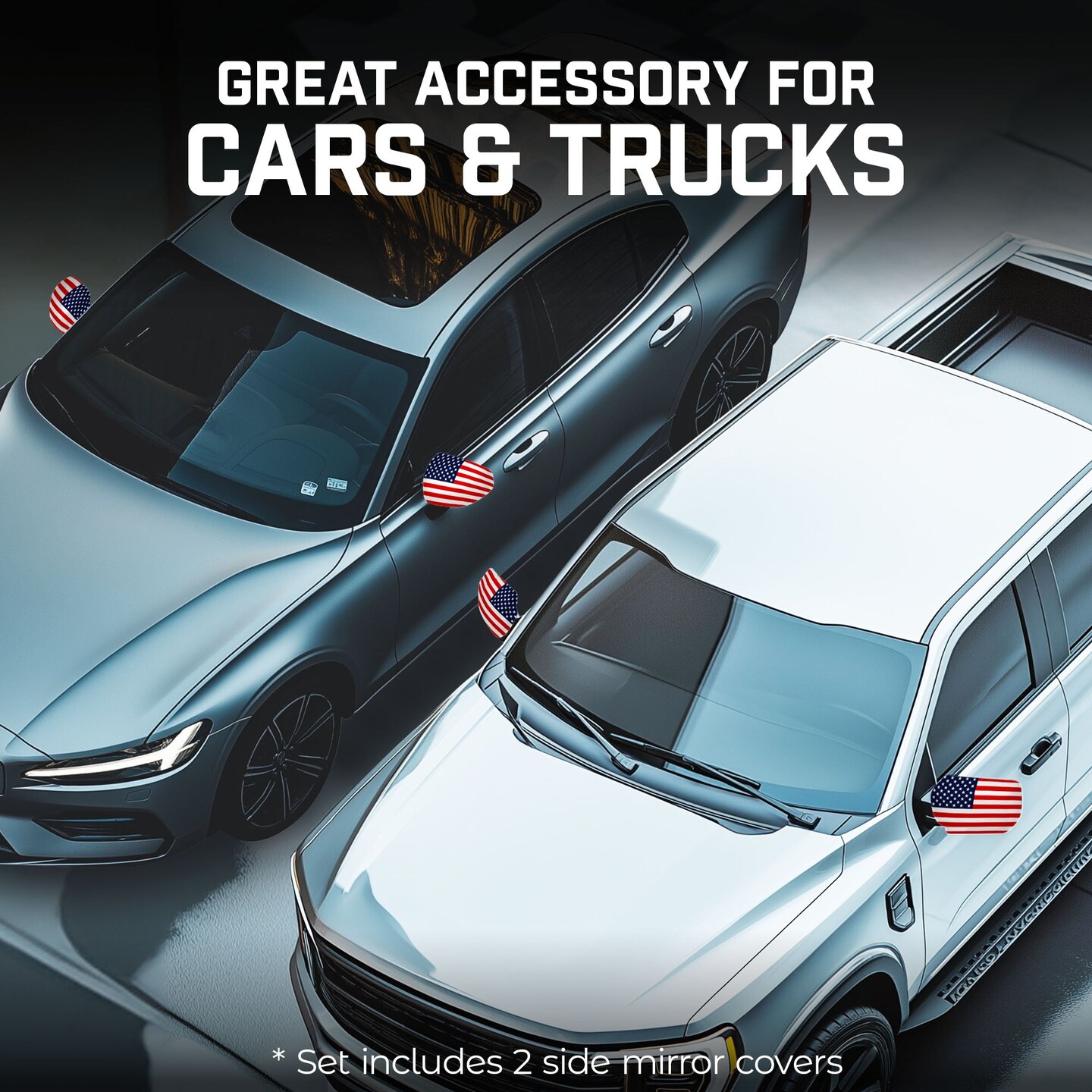 G128 2 Pack: American USA Car Side View Mirror Cover 5.9x8.66 In