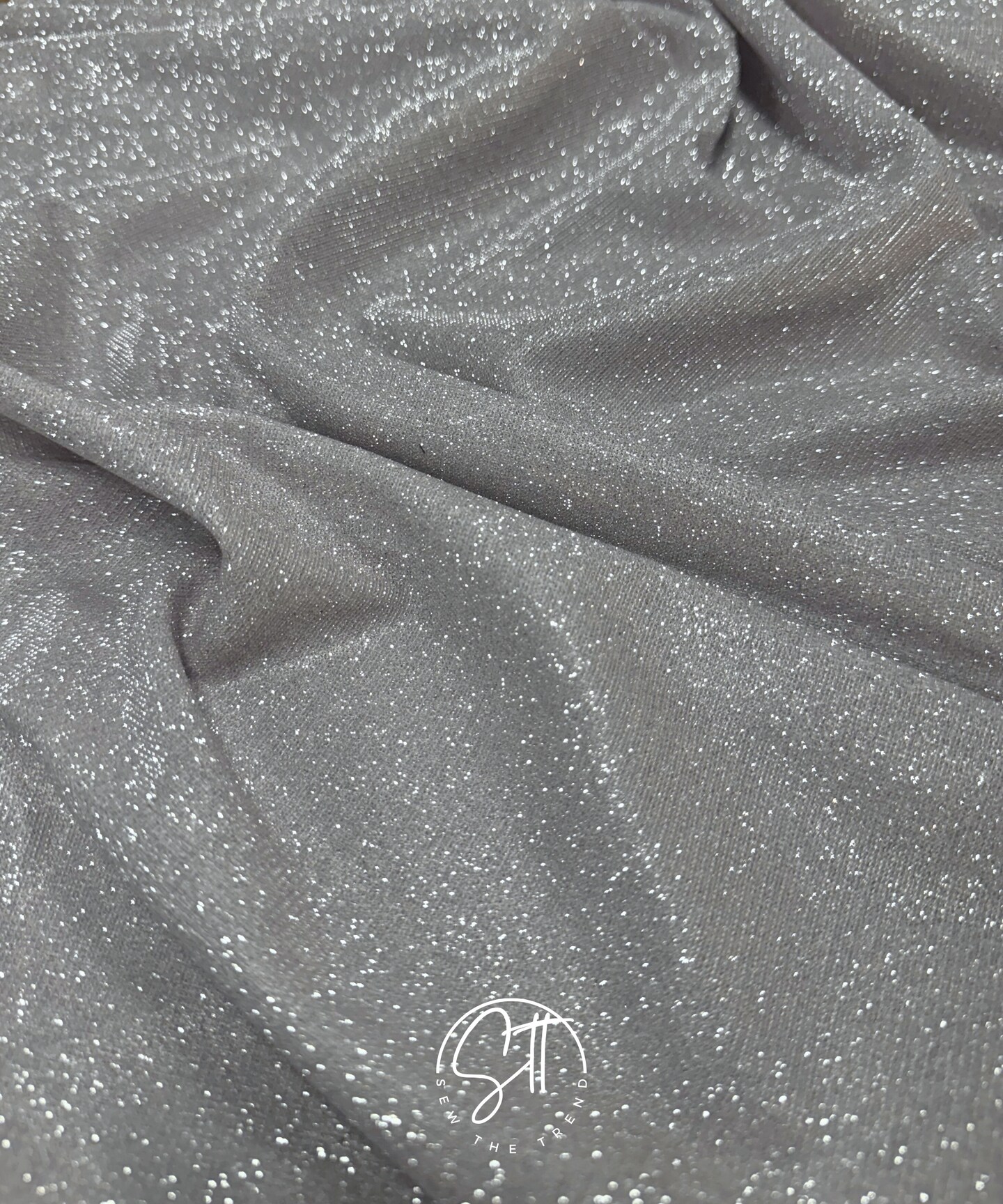 Light Silver Glitter Lurex Knit Fabric by the Yard, 60" Wide Sparkle Metallic Stretch Fabric for Costumes, Gowns, Dancewear