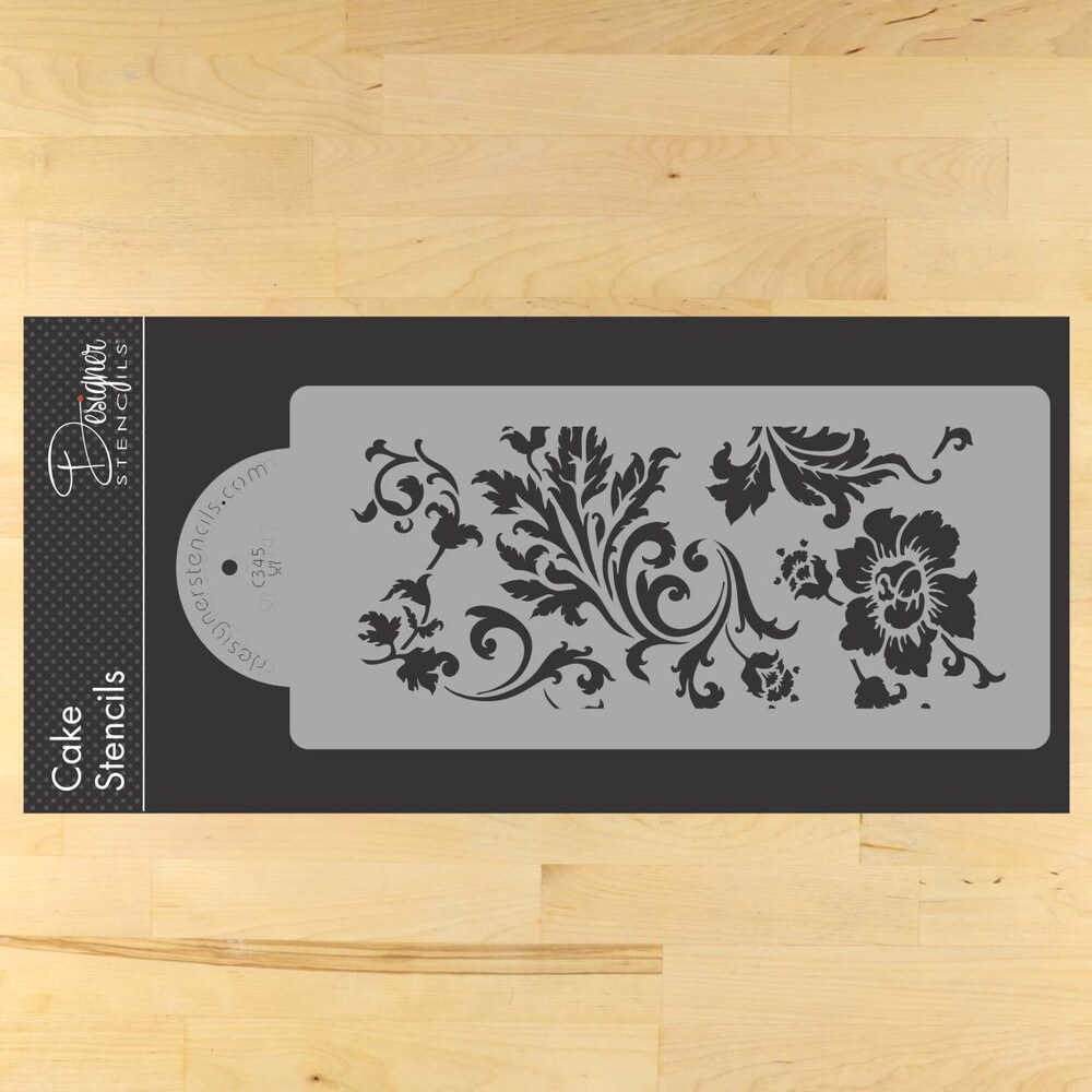 Chic Rose Border Cake Stencil | C345 by Designer Stencils | Cake Decorating Tools |