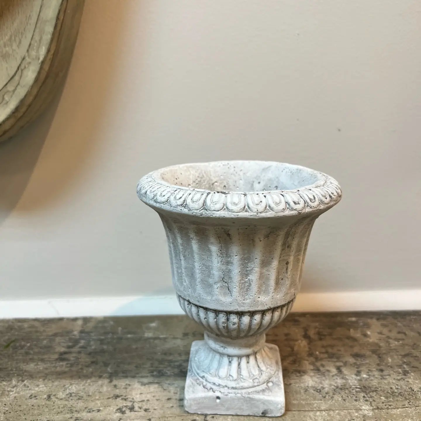 Decorative Cement Urn Planter Rustic Flower Pot for Patio Home Display