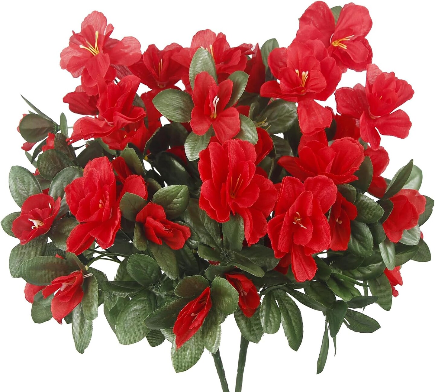2 Pcs Artificial Flowers for Outdoors Silk Flower Spring Faux Silk Purple Camellia UV Resistant Artificial Azalea Outside Flowers Plants for Planter Front Door Porch Patio Table Indoor Decor