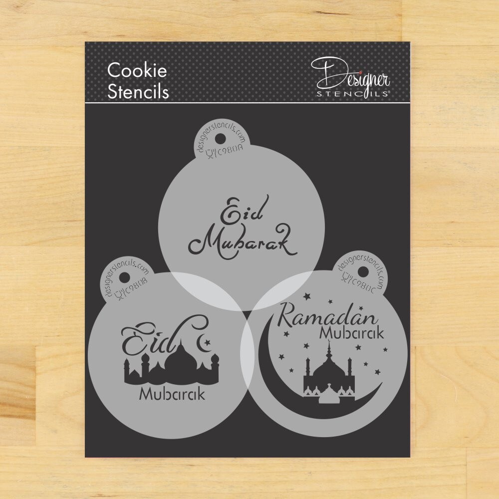 Eid Mubarak Cookie Stencil Set | C980 by Designer Stencils | Cookie Decorating Tools |