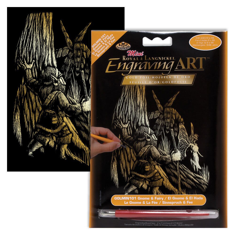 GOLMIN-101 | Engraving Art™ 5" x 7" Gnome & Fairy Gold Foil Project