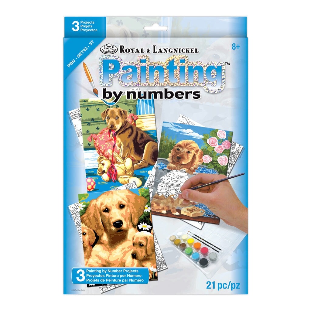 PBN-SET43 | Painting by numbers™ 21pc 8.75" x 11.75" Small Dogs Painting Project 3-Pack