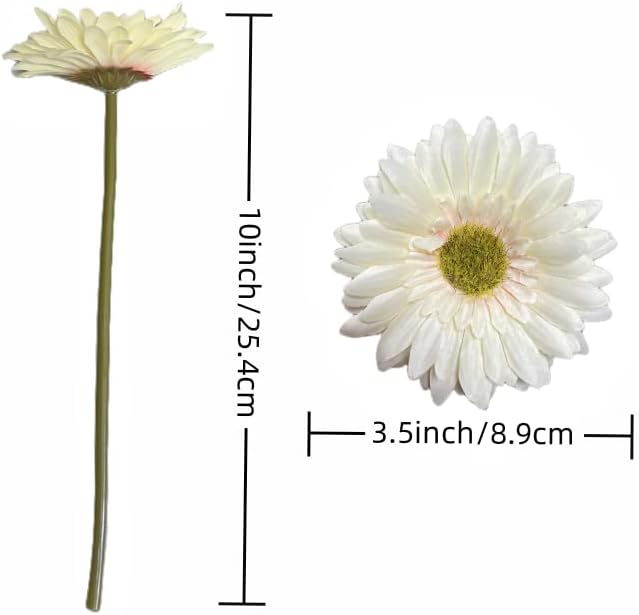 10PCS Artificial Daisy Artificial Flowers Gerbera Daisy Silk Flowers Faux Daisy Faux Flower for Party Home Kitchen Garden Wedding Decor(Cream White)
