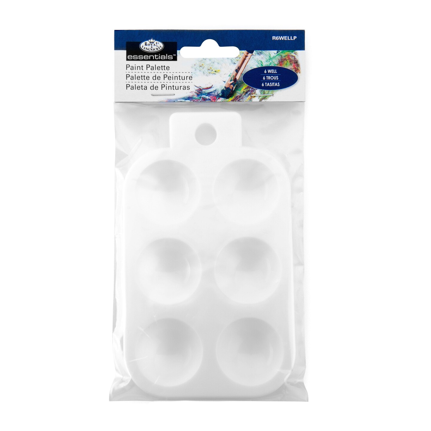 R6WELLP | Essentials&#x2122; Rectangular Plastic 6-Well Paint Palette