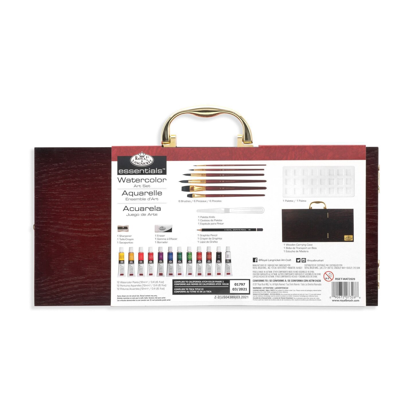 RSET-WAT2020 | Essentials™ 24pc Watercolor Painting Long Handle Travel Art Set