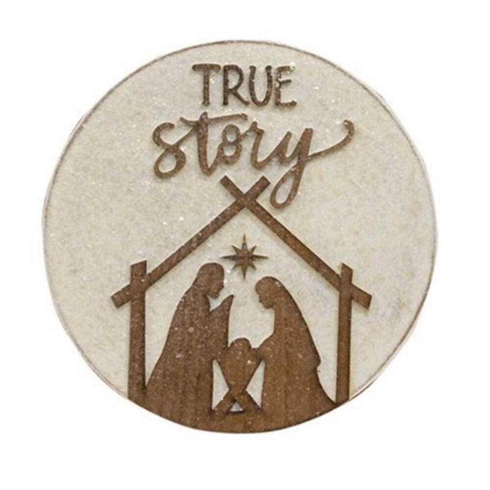True Story Nativity Scene Wooden Sign for Christmas Wall or Wreath Decor
