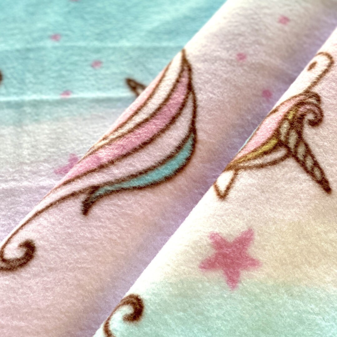 Unicorn Stars Anti-Pill Premium No-Sew Throw Fleece Fabric Kit (50x60)