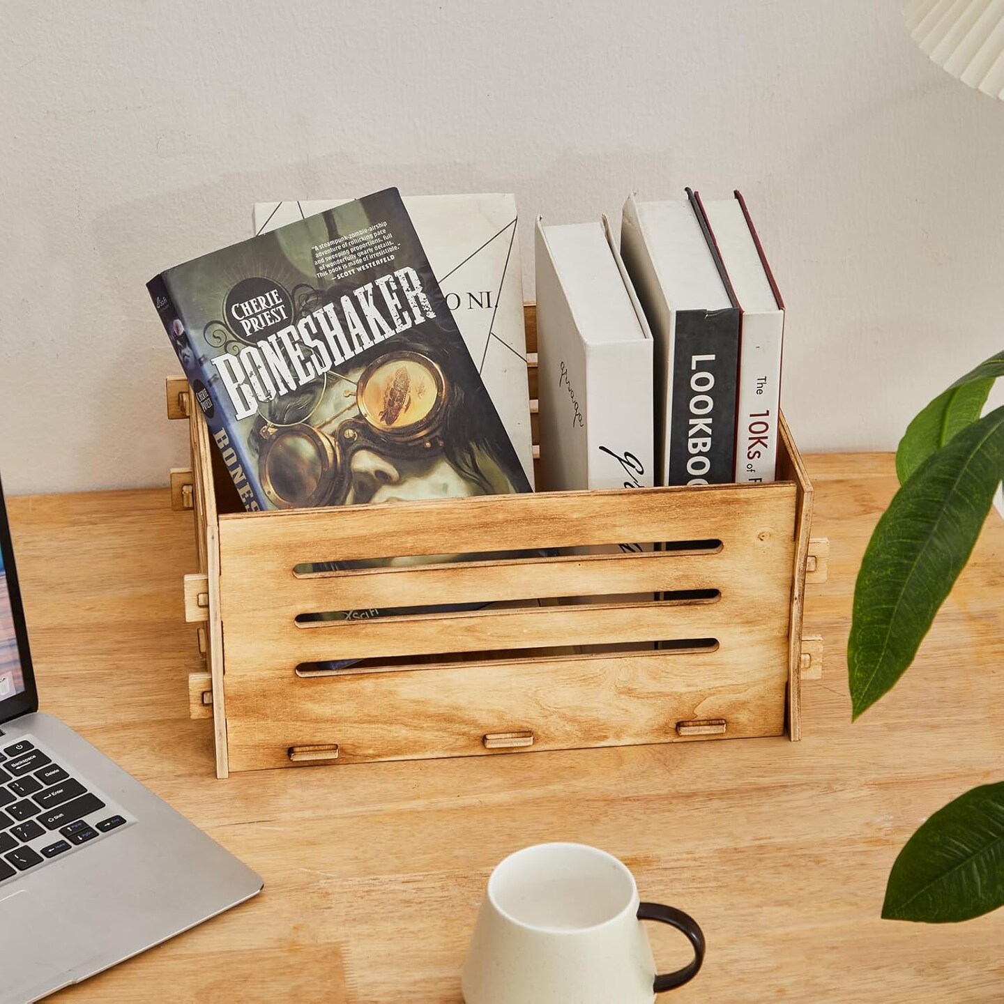 Wooden Decorative Crate set of 2 Removable Rustic Cube Record Holder for Home Decor Wood Storage Boxes Organizer Kitchen Fruit Vegetable Storage Bins