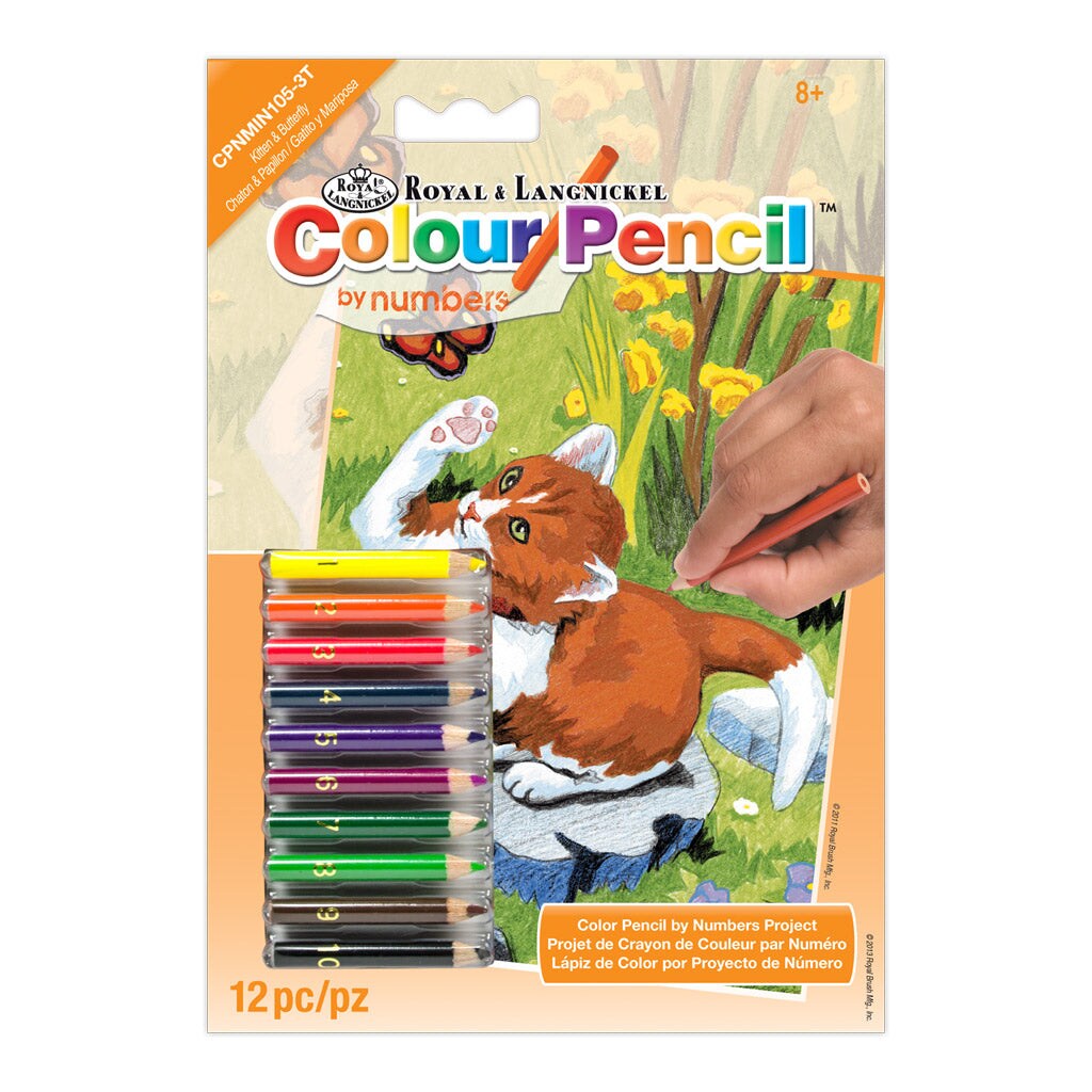 CPNMIN-105 | Colour Pencil by numbers™ 12pc 5" x 7" Kitten & Butterfly Project